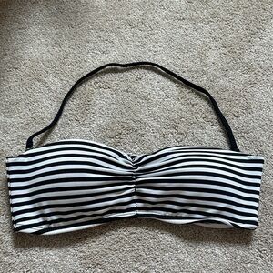 Black and white striped bikini top